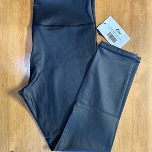 ZYIA Black Metallic Light n Tight Leggings NWT